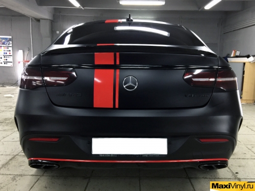 Полная оклейка Mercedes-Benz GLE coupe черной матовой пленкой